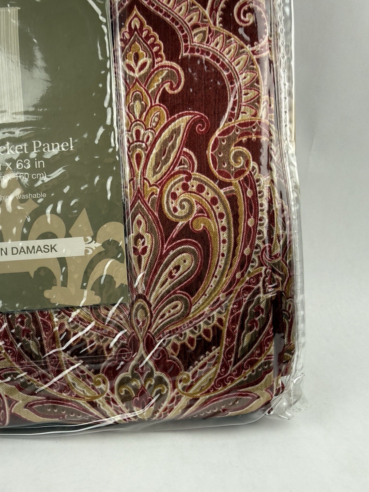 JCP Royal Velvet Hilton Hilton Damask Panel Curtain Majestic Red Multi 54″x63”