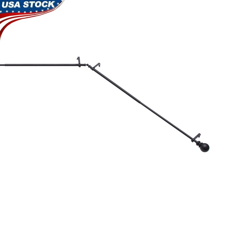 Bryce 3/4in Decorative Bay Window Curtain Rod Adjustable Steel Hardware Set New
