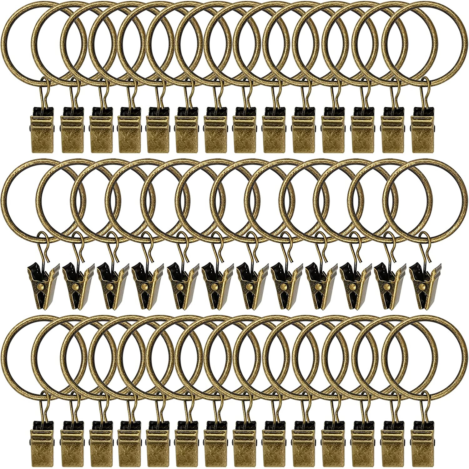 40 Pack Curtain Rings with Clips, Drapery Clips with Rings, Drapes Rings 1.26 in