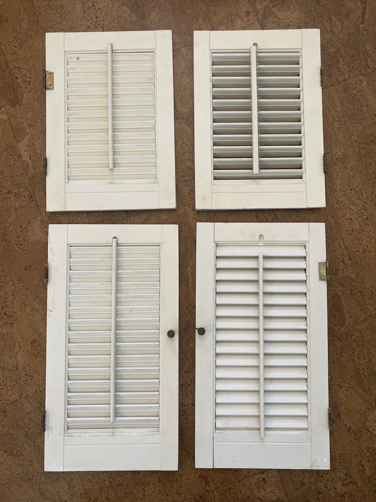 vtg 4 Wood Interior Louver Plantation Window Shutters cafe large & small 38 22