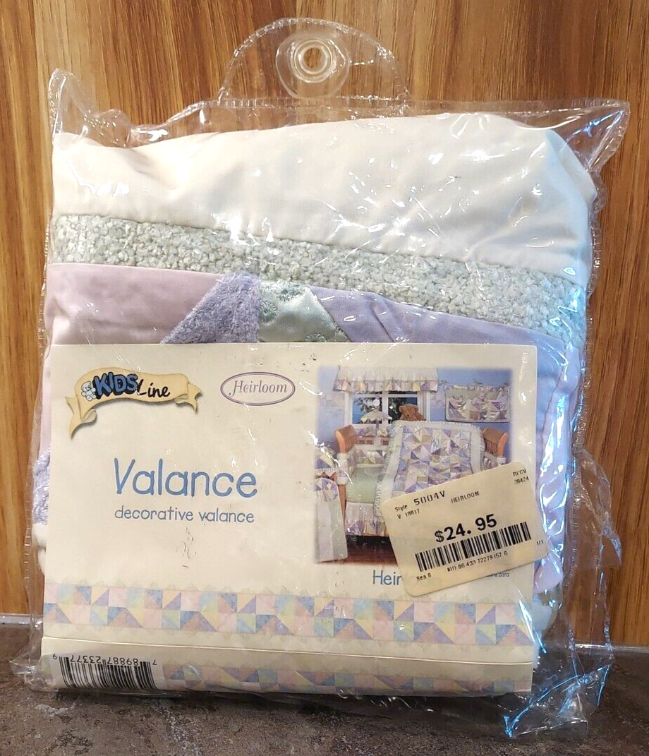 NEW KidsLine HEIRLOOM Valance 13.5×88 Pastel Satin Velvet Patchwork Baby Nursery
