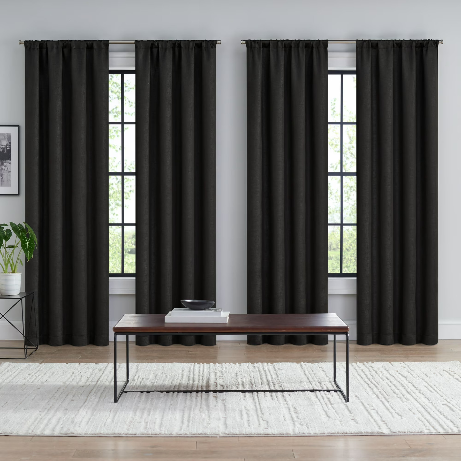 Eclipse Blackout Darrell Black Solid 37 “W x 84” L Curtain Rod Pocket 4pk-New NB