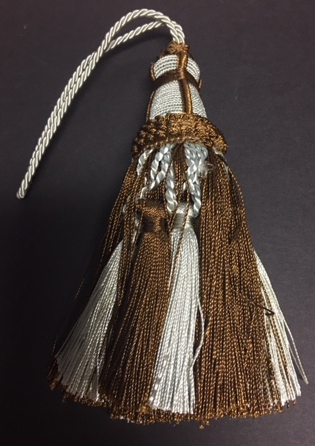 5&1/2″ DARK BROWN MINT TIED KEY TASSEL FABRIC TRIM LOT OF 2