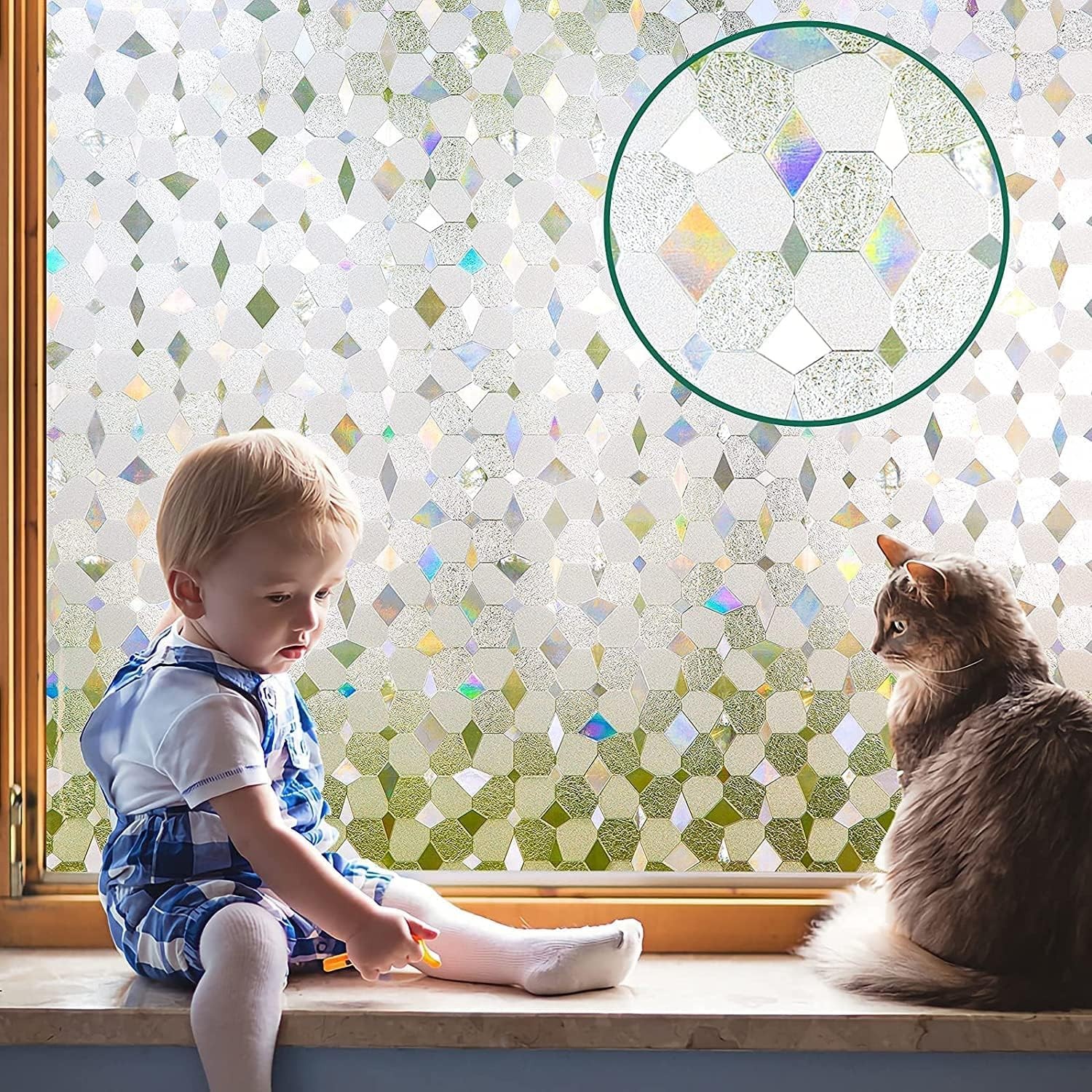 Window Privacy Film Non Adhesive Static Cling Sun Blocking UV Window Covering