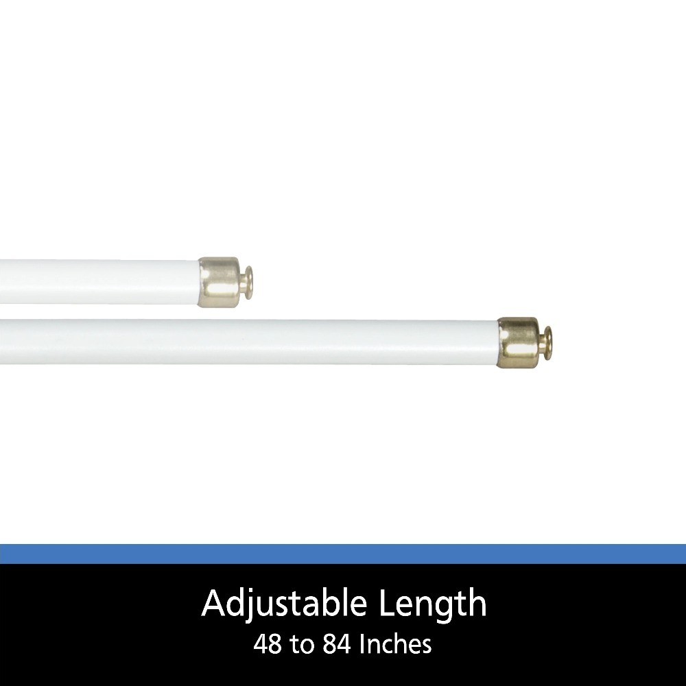 (2 pack) 48-84″ Adjustable Round Sash Curtain Rod, 7/16″ Diameter, White Finish