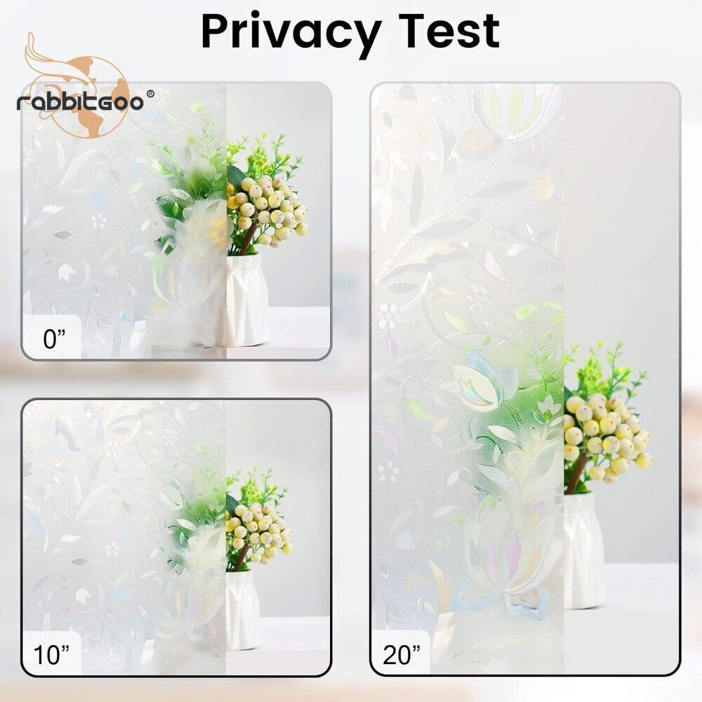 Rainbow Privacy Window Film Decorative Stained Glass Static Cling Sticker Flower