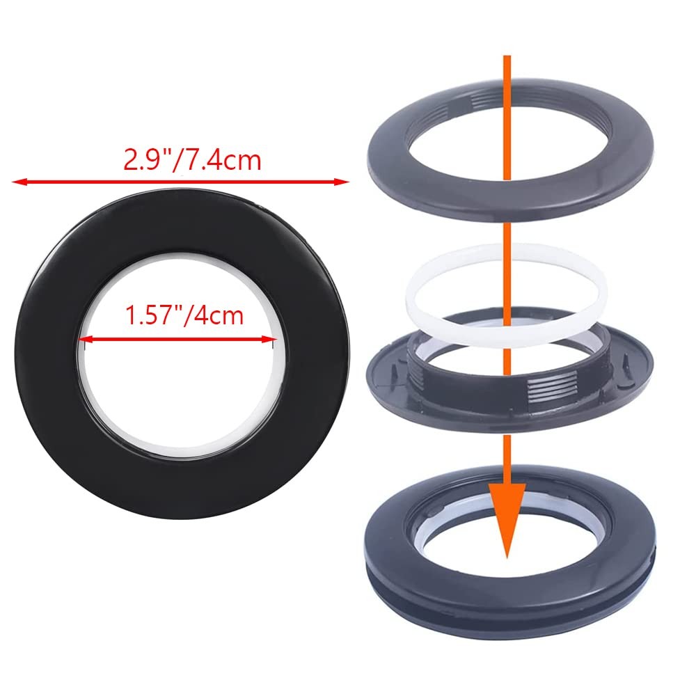 16 Pack Curtain Grommets Inner Diameter 1-9/16″,Curtain Eyelet Silencer Slidi…