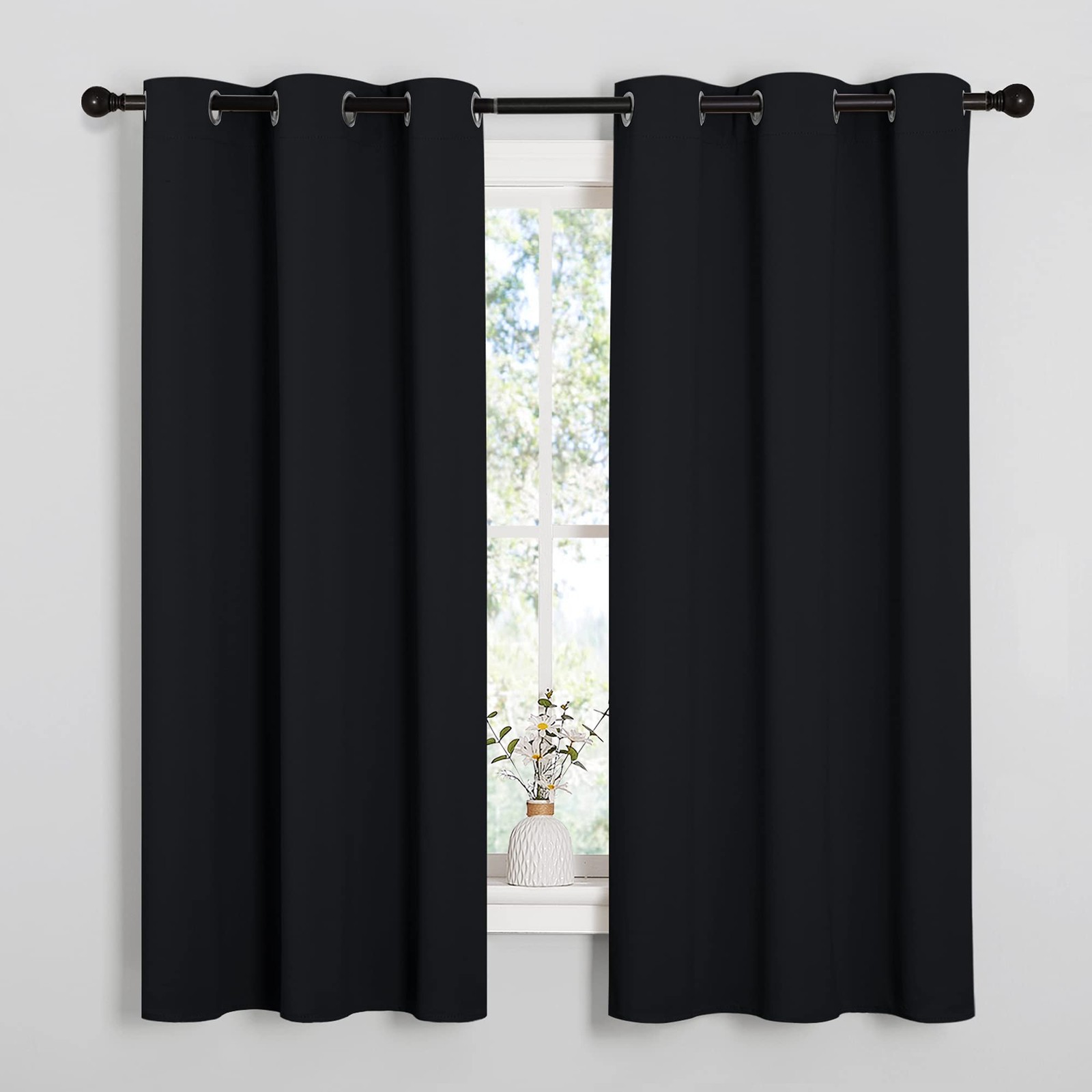 NICETOWN Halloween Pitch Black Solid Thermal 42″W x 63″L (Pack of 2),