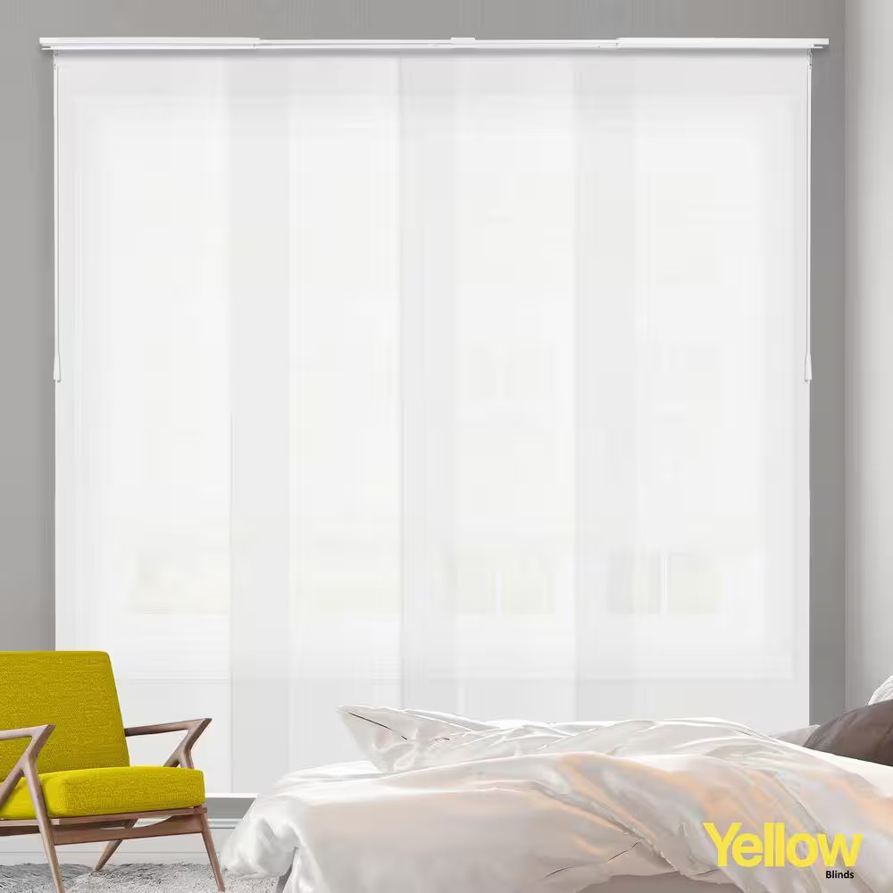 Cut-To-Size Sunset White Light Filtering Adjustable Sliding Panel Track Blind W/