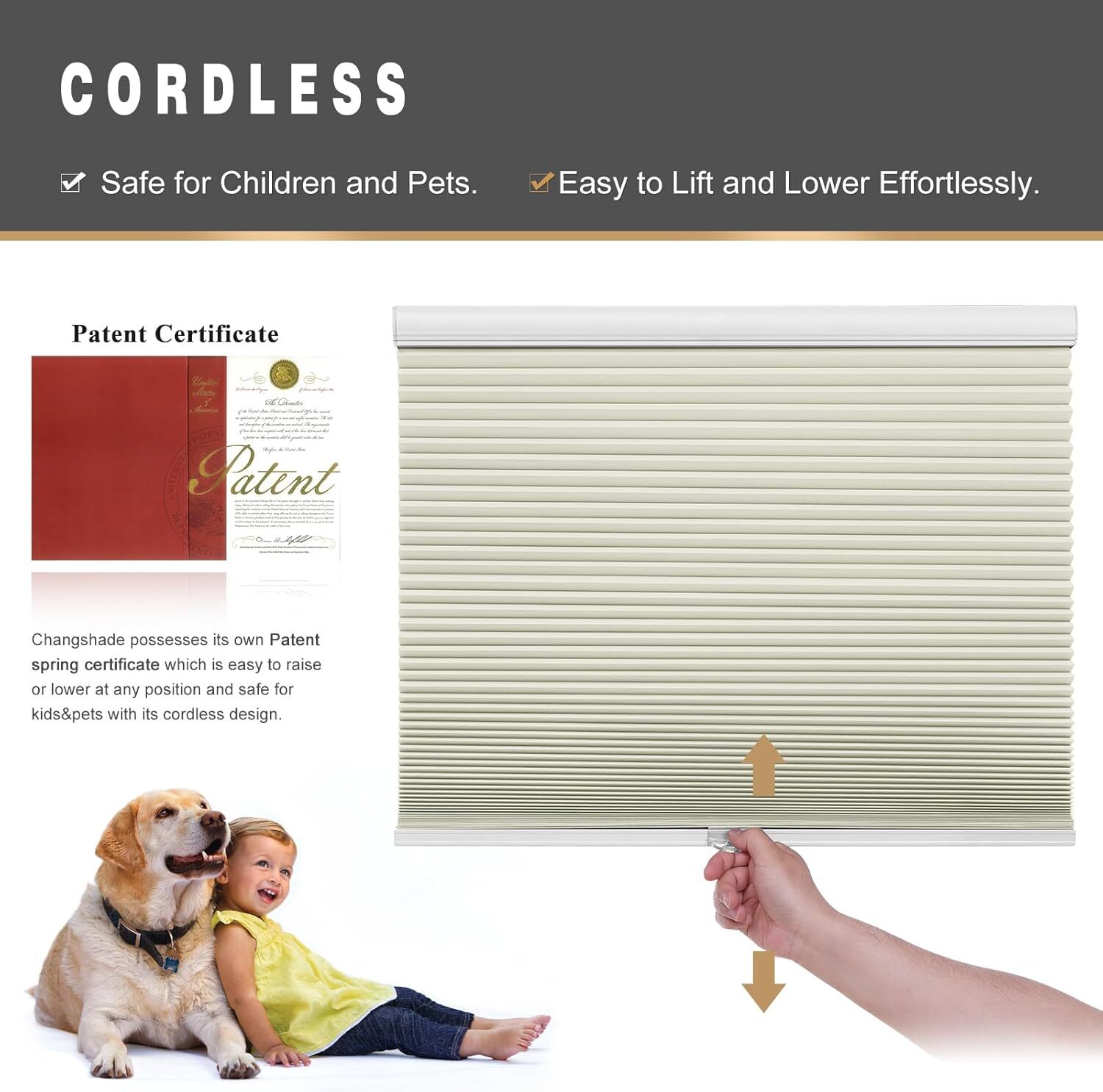 Changshade CUSTOM 1.5in Cordless Blackout Honeycomb Window BlindsCellular Shades