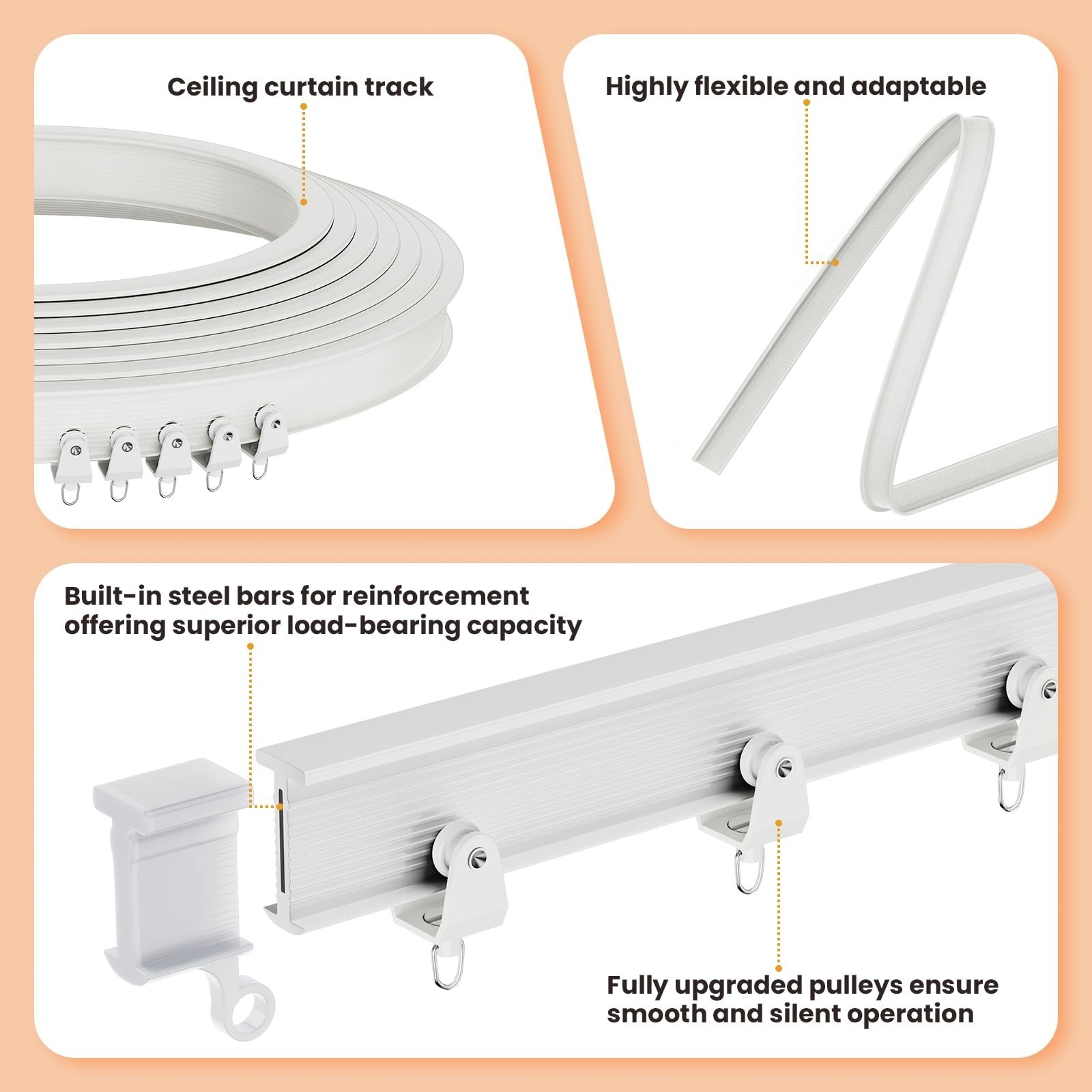 Retractable Accordion Room Divider Curtain with Ceiling Track – 100” W x 84” L