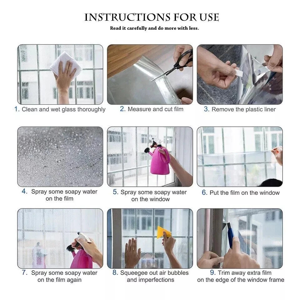 Mirror Window Film One Way Privacy Heat Control Anti UV Reflective Glass Tint