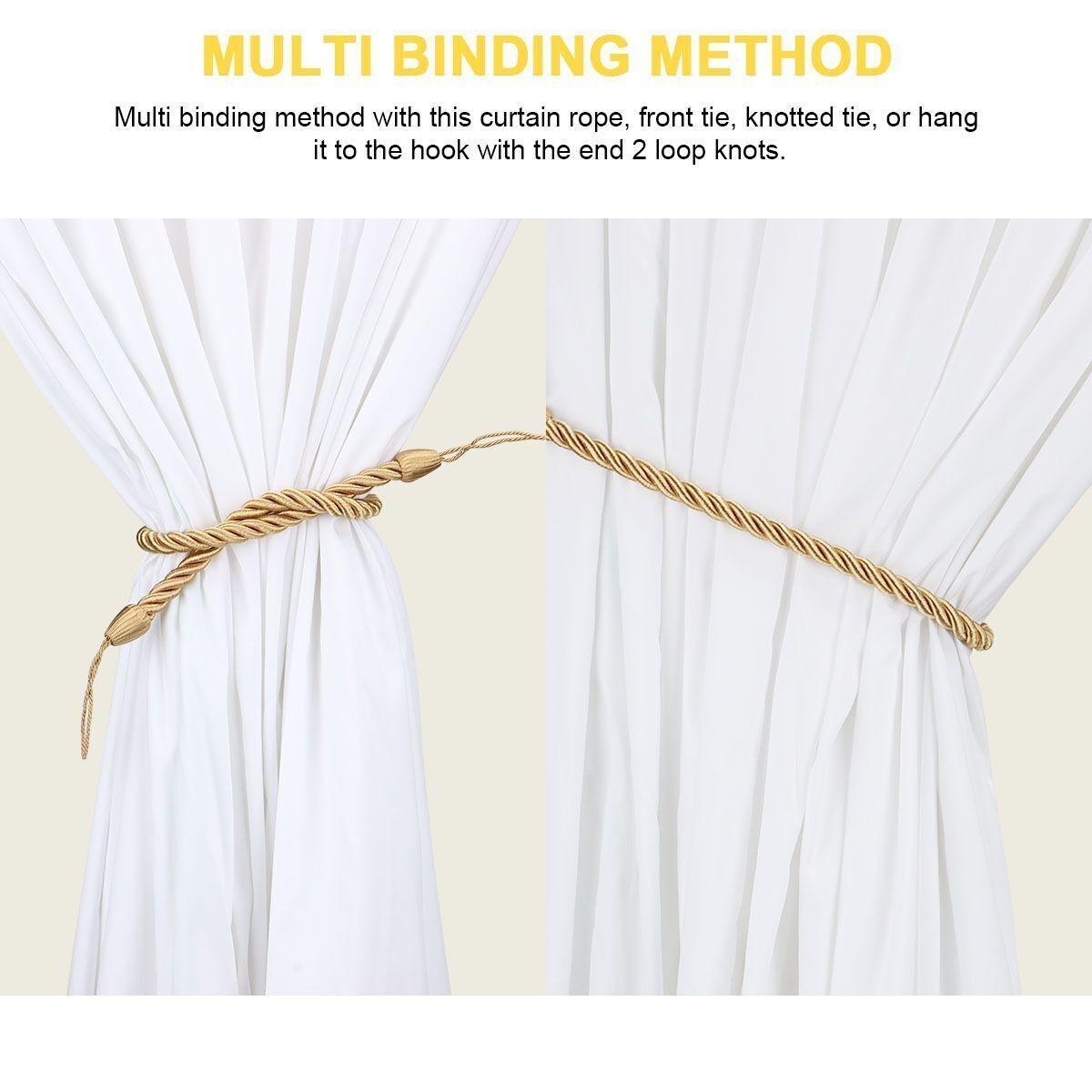 2/4X Handmade Curtain Rope Tie Backs Window Tieback Holdbacks Home Decor Durable
