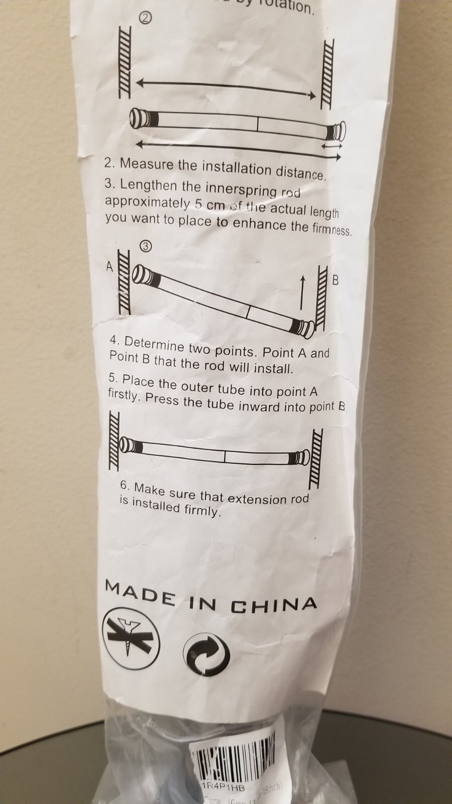 Stainless Steel Gray Adjustable Telescopic Tension Curtain Extension Rod Pole