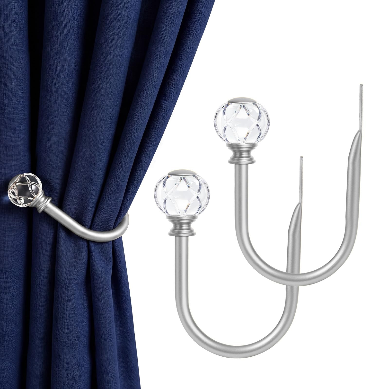 Curtain Holdbacks 2pcs, Silver Curtain Tiebacks Wall Mounted Window Curtains …