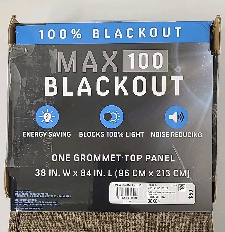 1 Pair Max Blackout Emerson Solid Grommet 100% Blackout 38×84 Dark Mocha