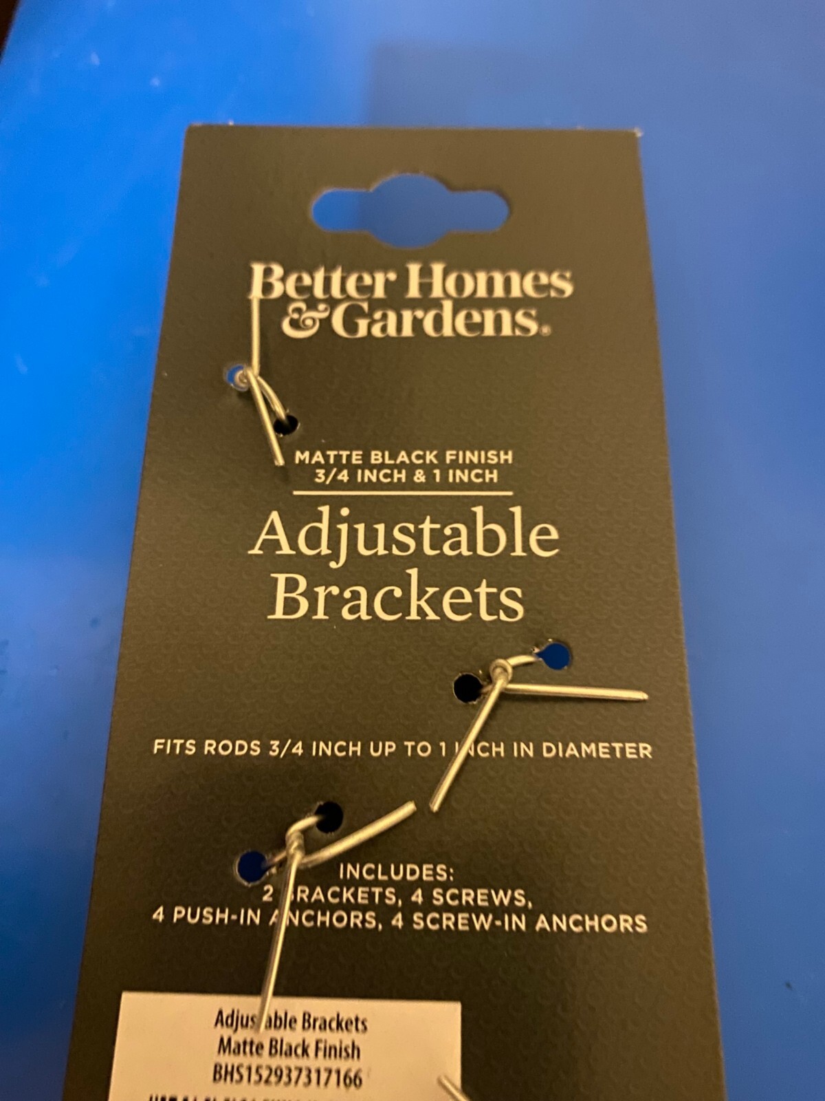 NEW 2 PK BETTER HOMES & GARDENS 3/4″ TO 1″ DIA. ADJUSTABLE CURTAIN ROD BRACKETS