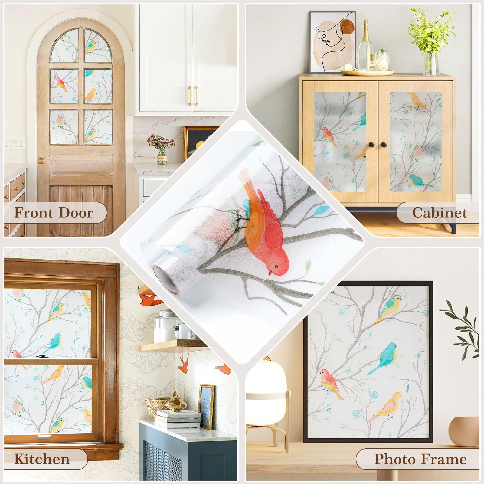 rabbitgoo Window Privacy Film Frosted Glass Static Cling Bird Stick UV Blocking