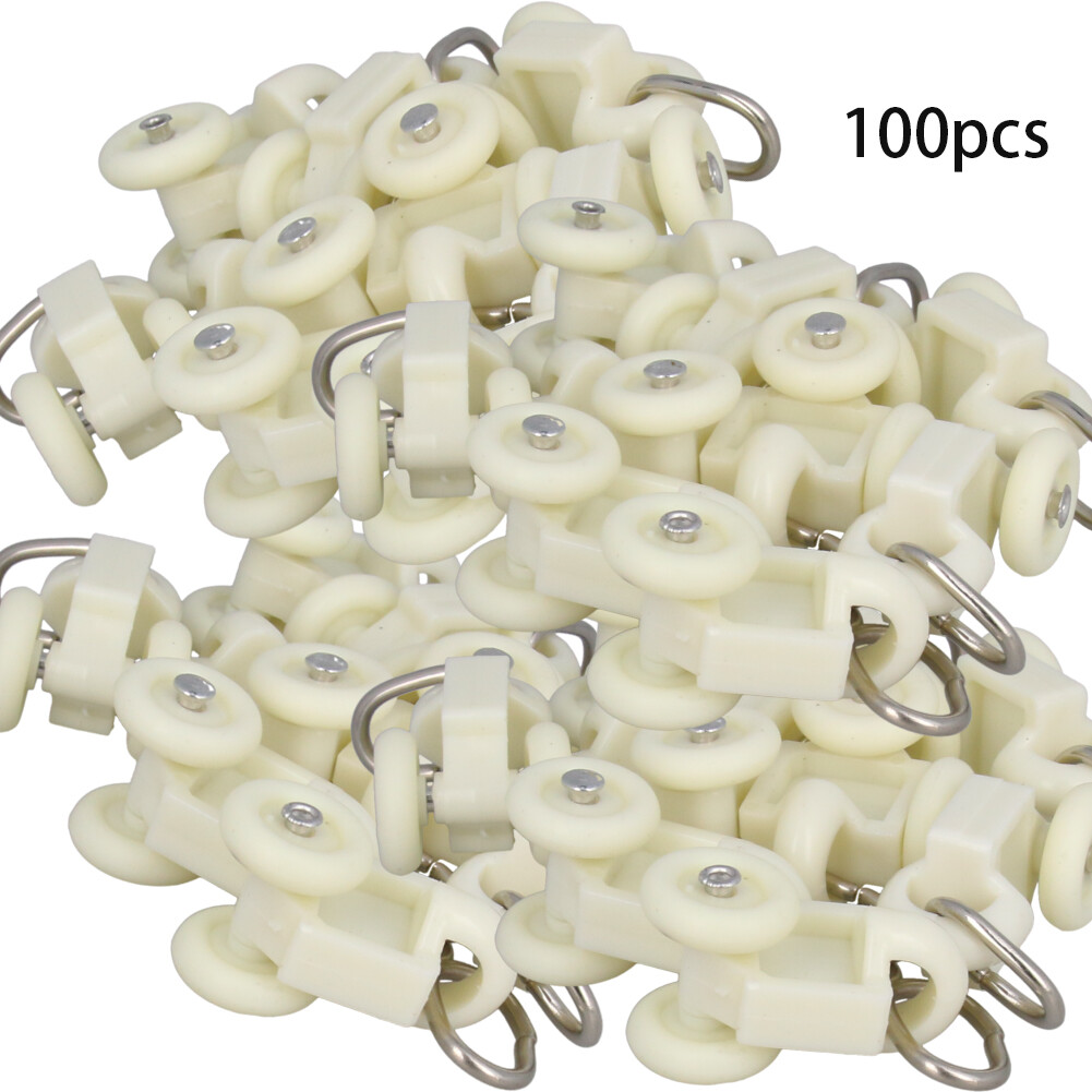 13.5mm Dia Curtain Track Rollers Plastic Twin Wheeled Pulleys Rail Sliding
