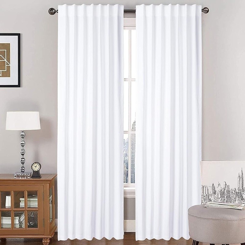 Elegant White Cotton Curtains Light Filtering Privacy 2 Panels Home Decor New