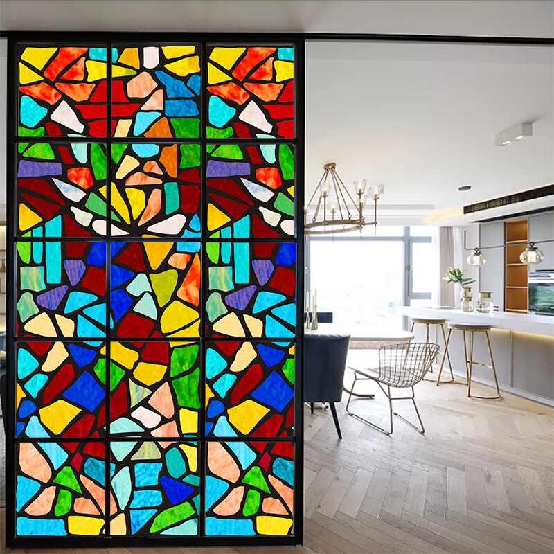 Self Adhesive Frosted Stained Glass Window Door 3D Sticker Film Decor