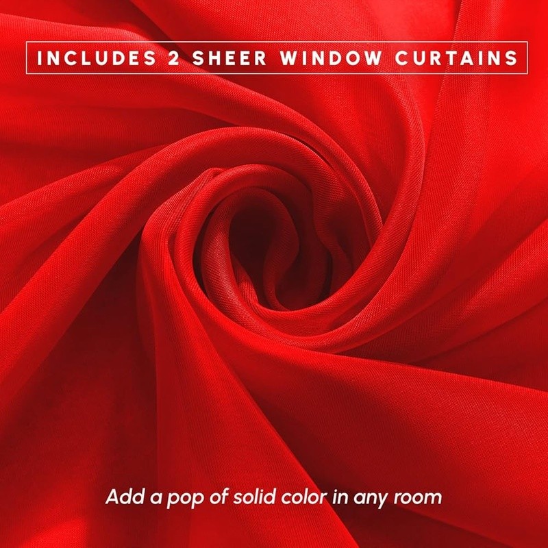 Light Filtering Sheer Curtains 2 Panels Polyester Window Treatment Privacy New