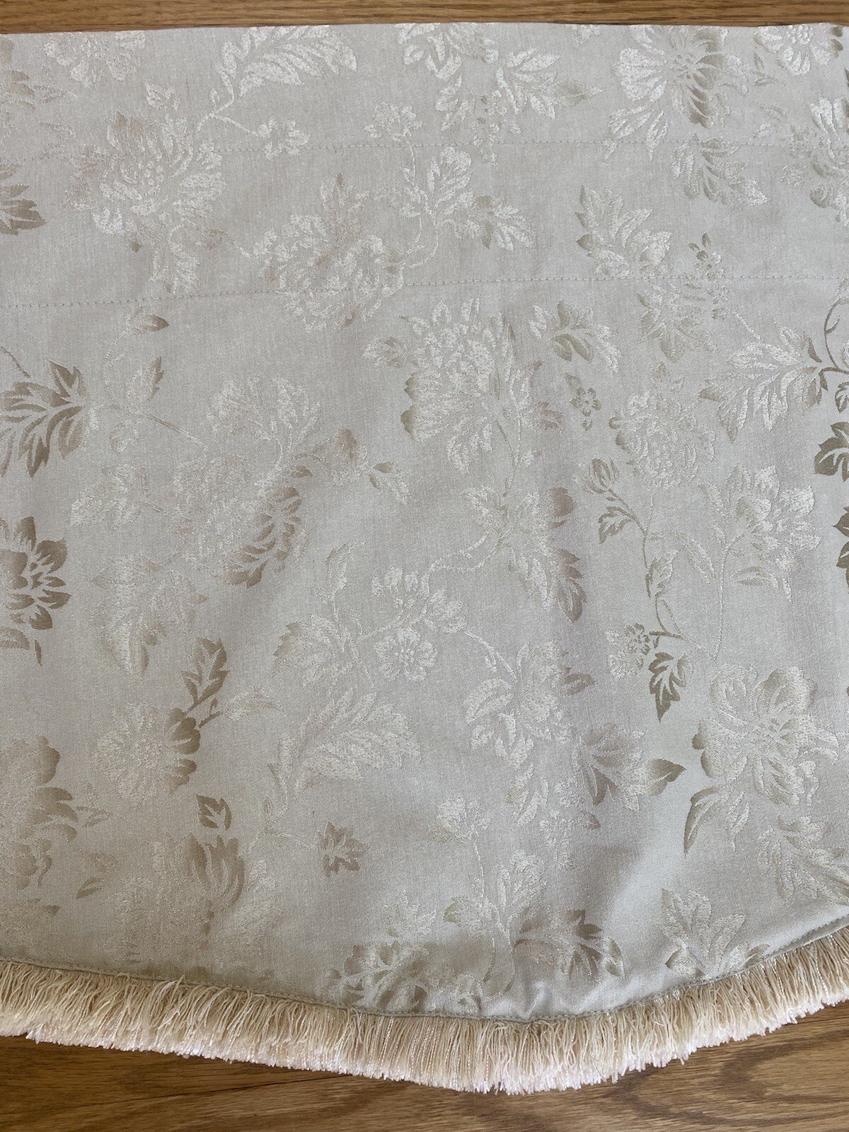 Pair Damask Jacquard Valances Springs Brand Floral Design Fringe Cream 70×16