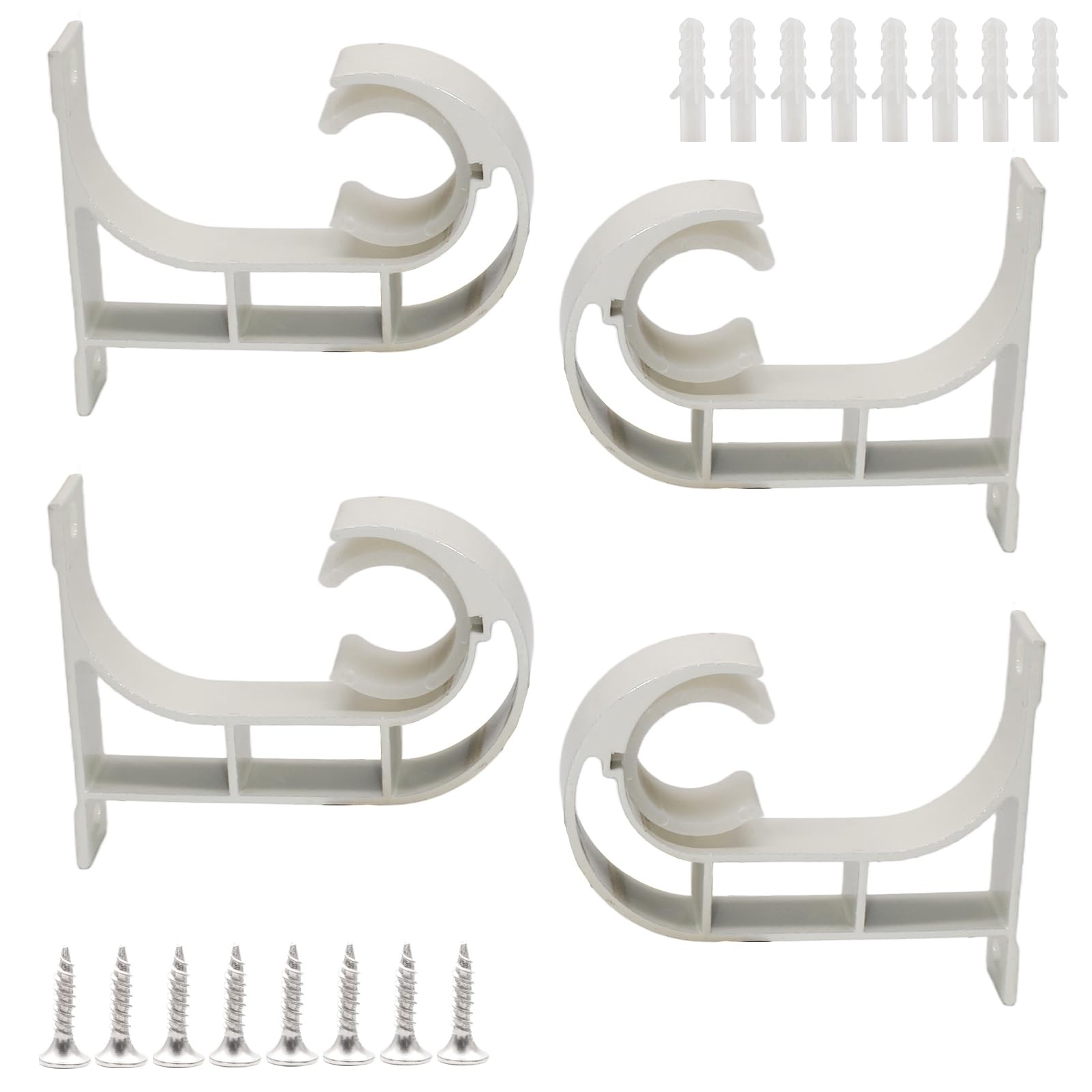 4 Pack Ceiling Curtain Rod Brackets, Aluminum Alloy Ceiling Mount Hooks for 1…