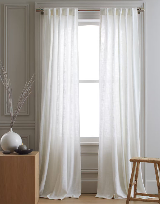 NWT QUINCE COTTON SHEER CURTAINS PANEL SET OF 2 WHITE 84 X 48 RETAIL $59.90