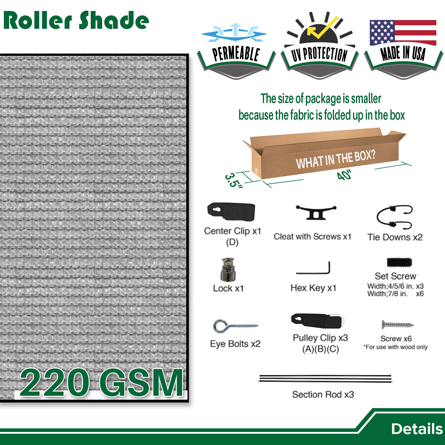 Roller up Shades Curtain Patio Deck Porch Pergola Balcony Backyard Outdoor-6FT