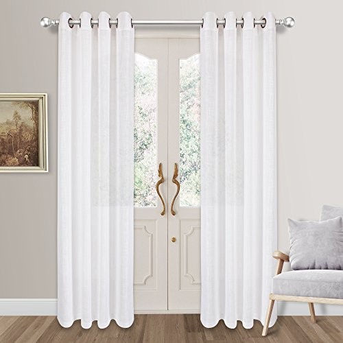 VOILYBIRD Palma Linen Textured Semi Sheer Curtains for Living Room 96 Inches