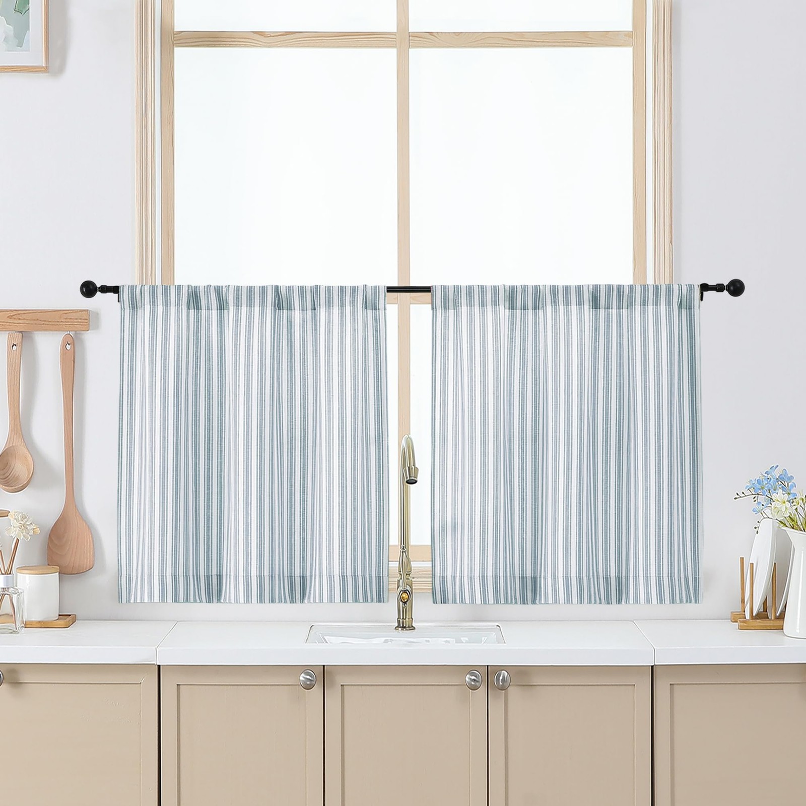 Chyhomenyc 30×24″ Cafe Curtains Light Blue 2 Pcs