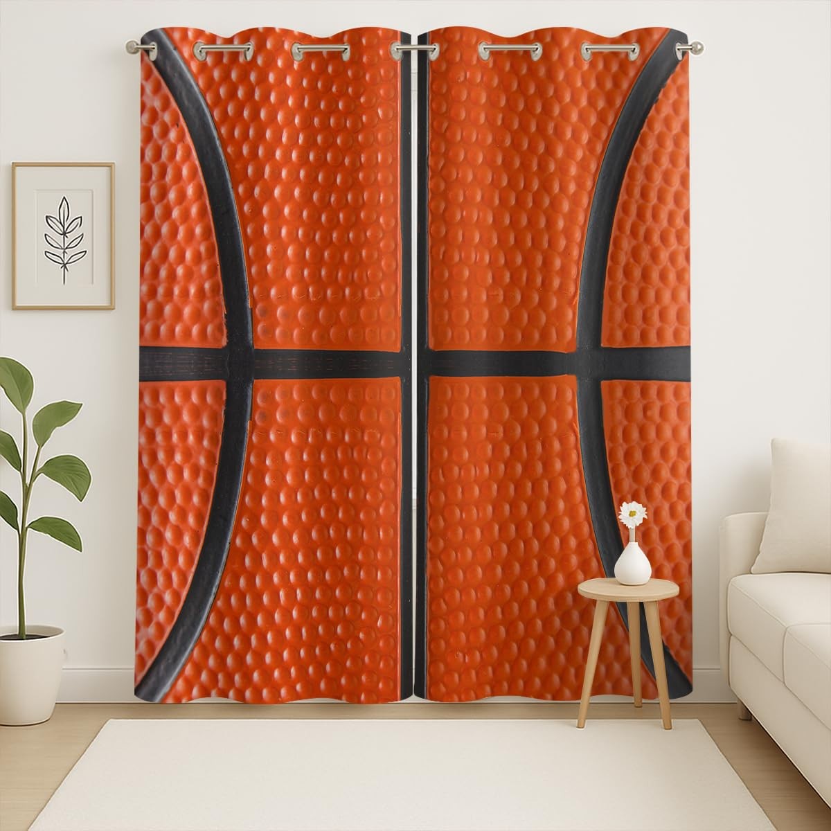 Sports Basketball Ball Blackout Curtains For Girls Boy Home Decor Surface Textur