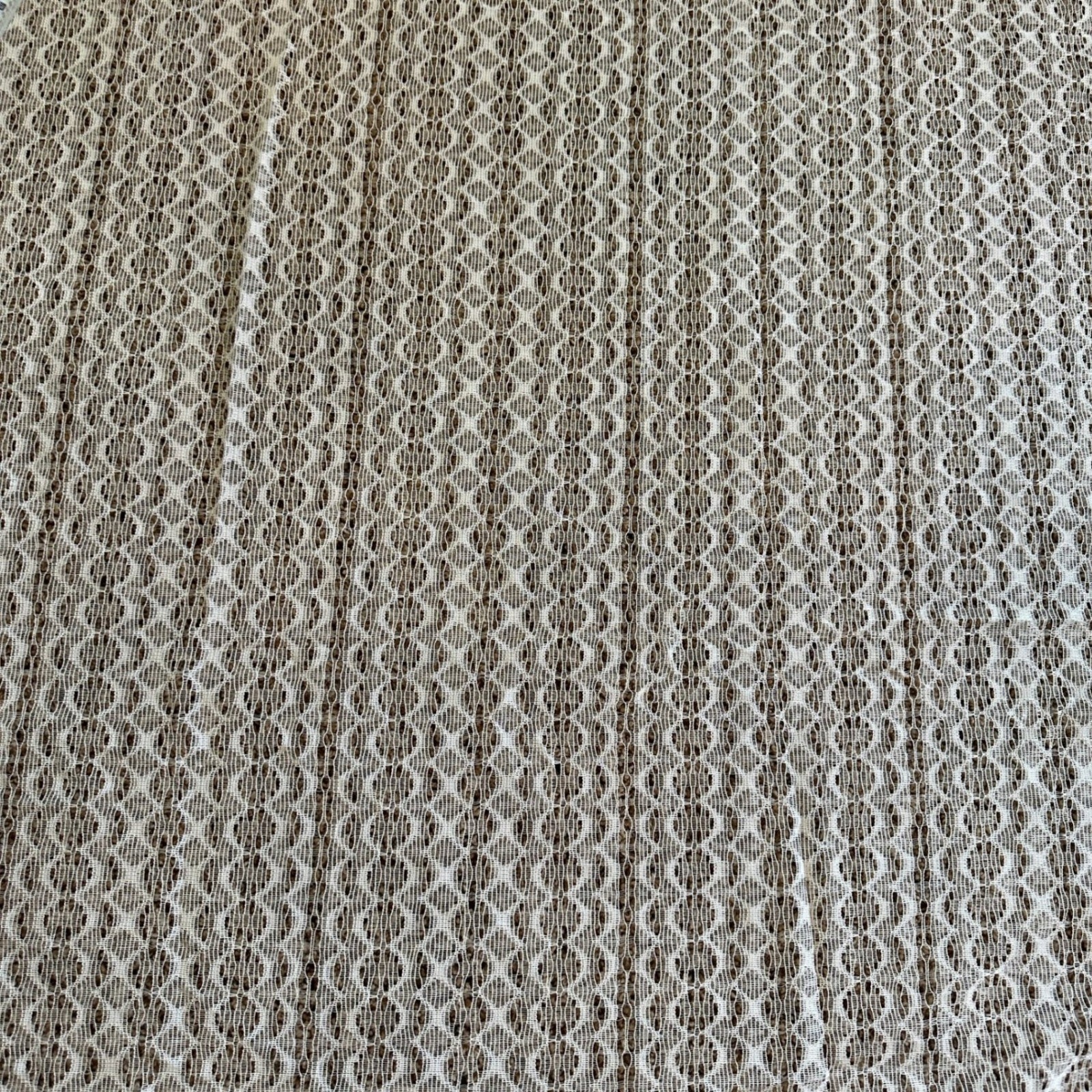 2 Vintage Curtain Panels Unisex 57×78 White Lace Sheer Geometric
