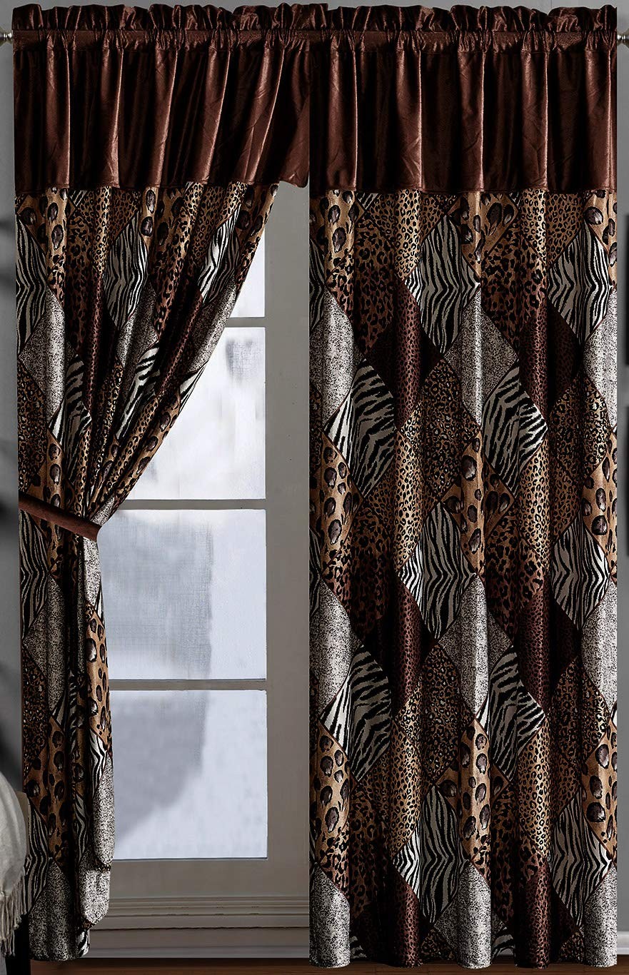 4 Piece Safari Curtain Set – Zebra, Giraffe, Leopard, Tiger Etc – Multi Anima…