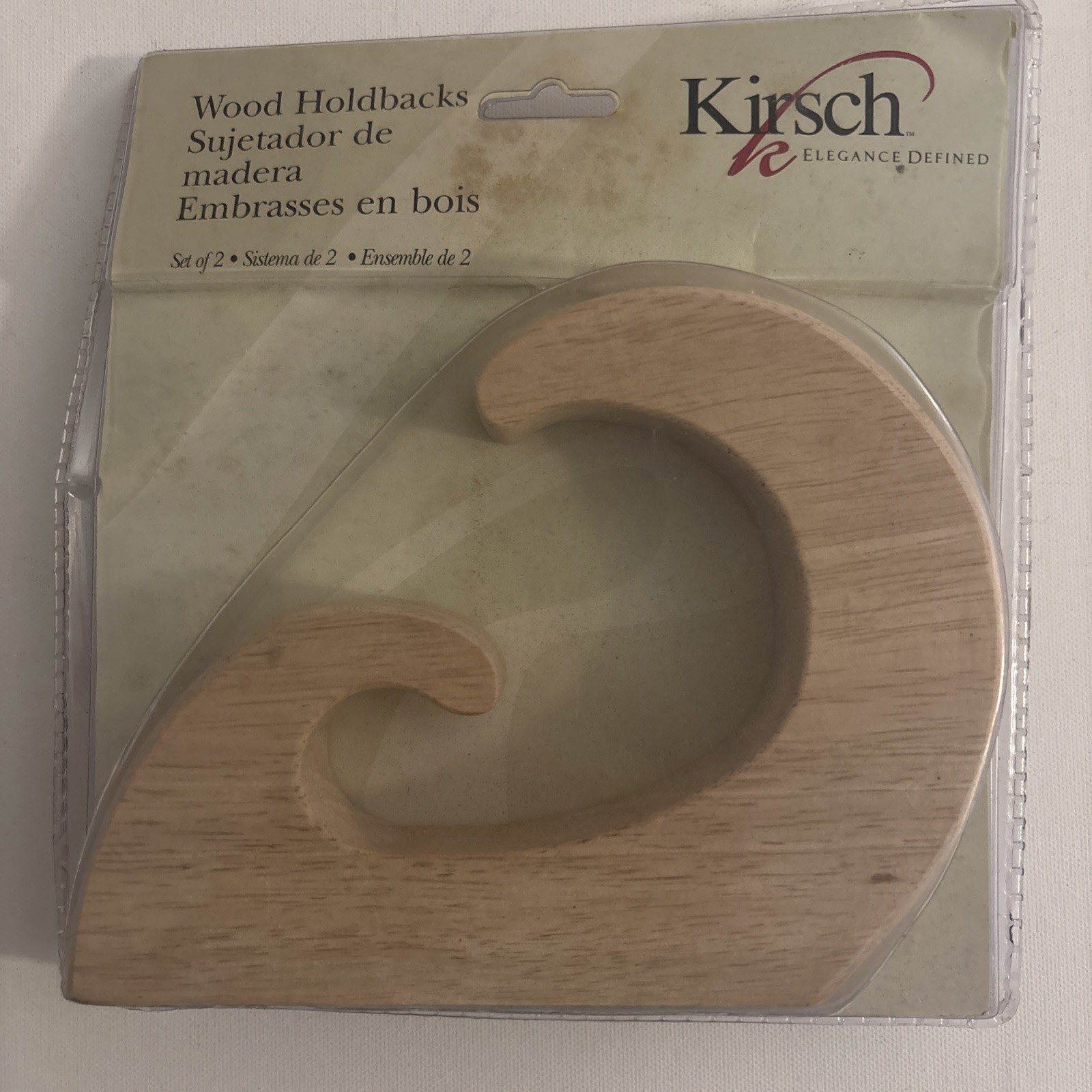 Set of 2 Kirsch Wood Holdbacks – Unfinished – 5640G.091 – New in Box!