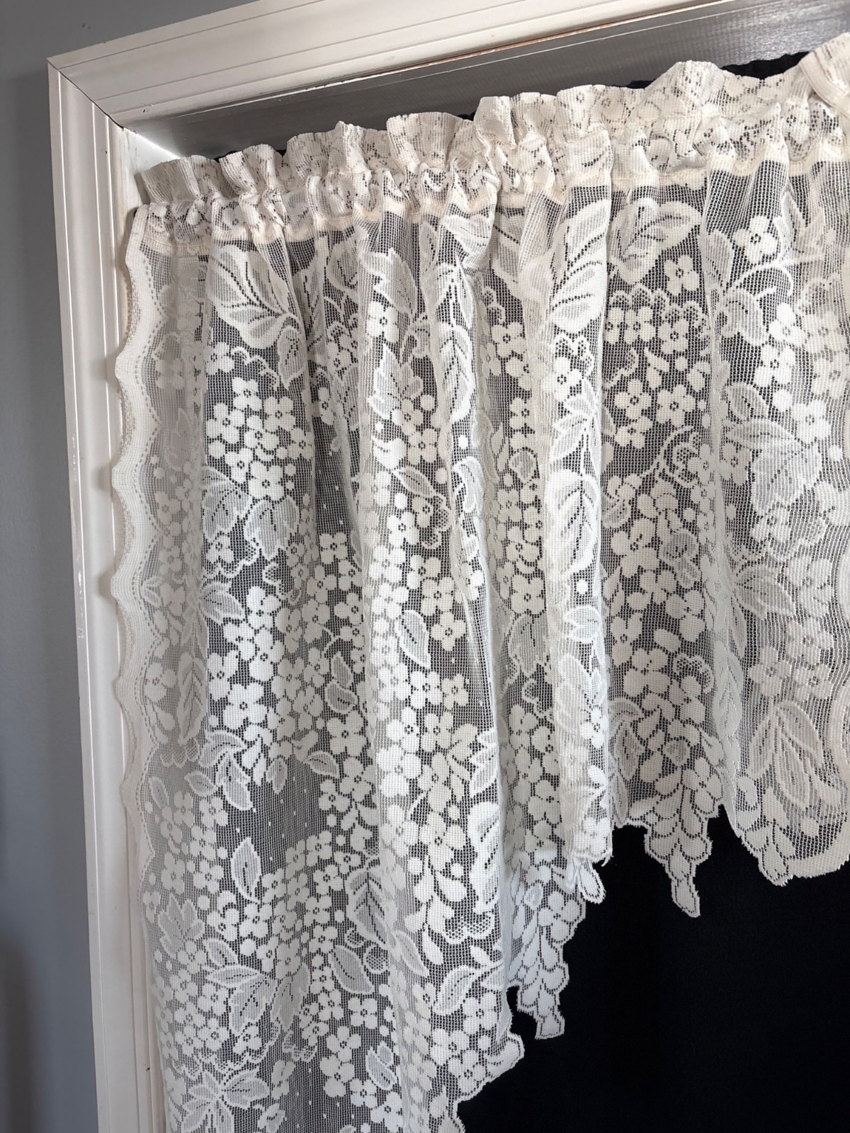 Sheer Floral Lace Cream Curtain Swag 72″W x 39″L Elegant Window Treatment