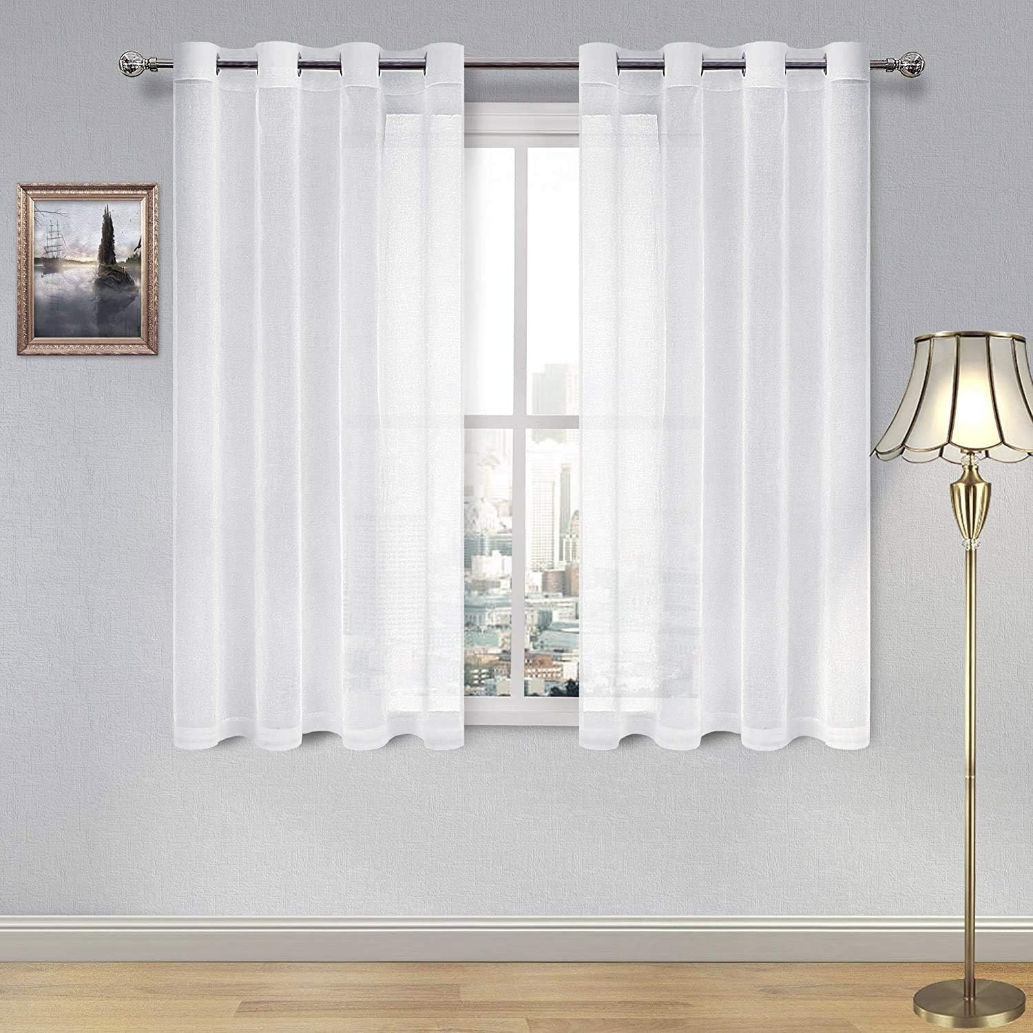 Lightweight Sheer Curtains – 52×54 Inch Grommet Panels in White for All Rooms