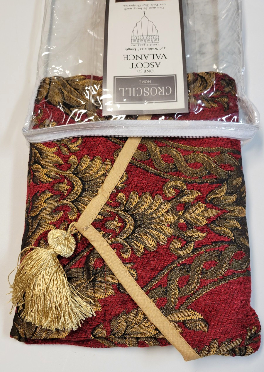Croscill Imperial ( 1 ) Ascot Valance 40×21 Red w/ Gold Tassel PLS READ Multi
