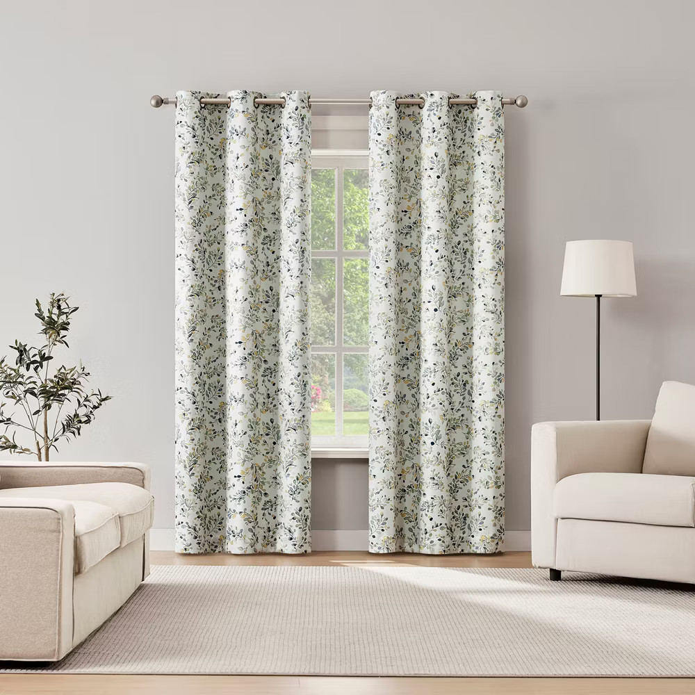 Sun Zero 2pc 40″x84″ Maureen 100% Blackout Painted Botanical Magnetic
