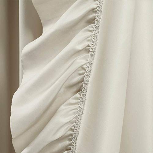 Reyna Ruffle Window Curtain Panel 54″W x 84″L (Pack of 2) Wheat Panel Pair