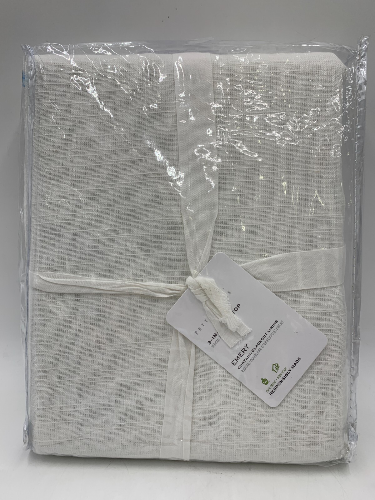 Pottery Barn Custom Emery Linen Blackout Curtain Panel 36x 76″ White READ! #N225