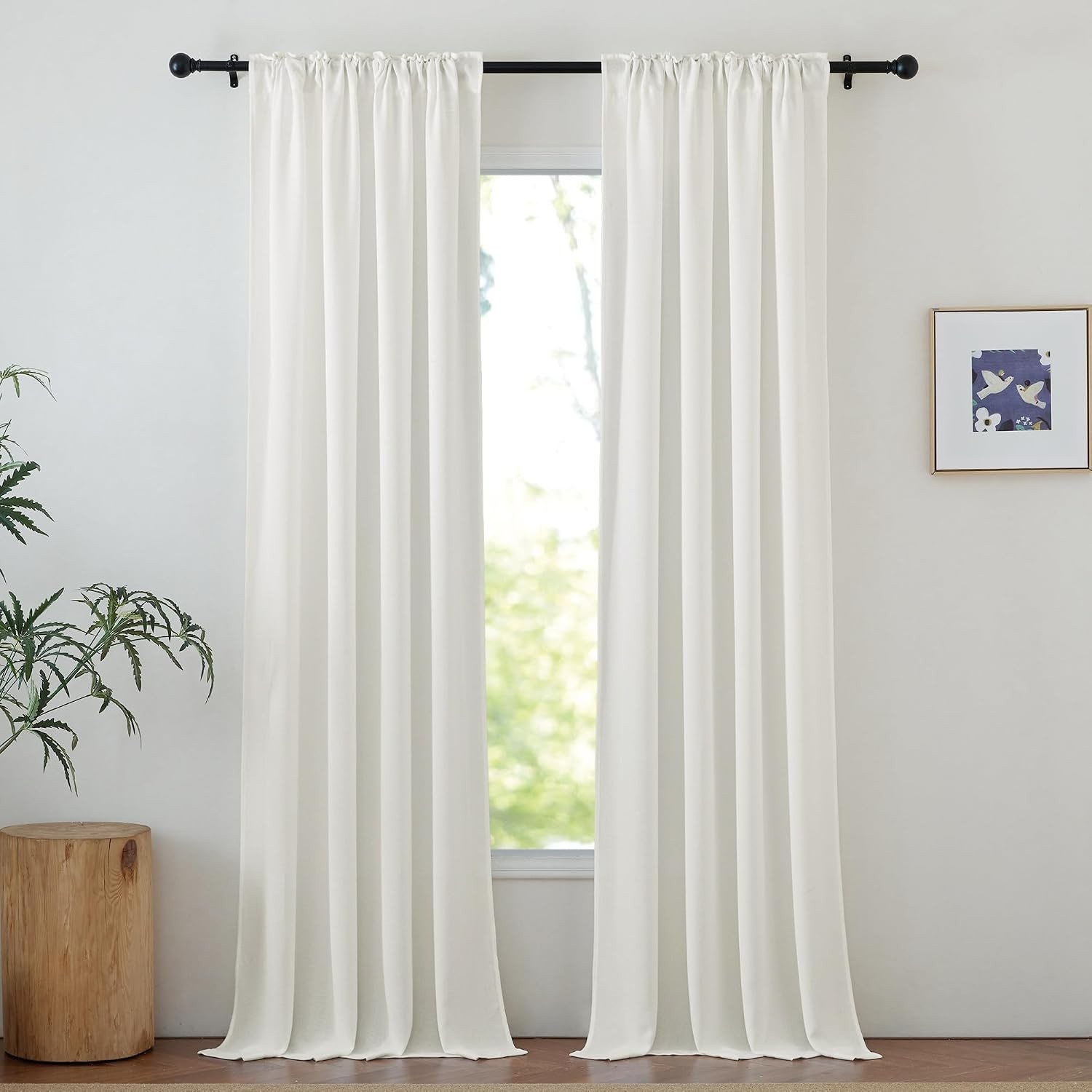Wide Compatibility Ivory Sheer Curtains, 84″ Faux Linen – Perfect for Any Room