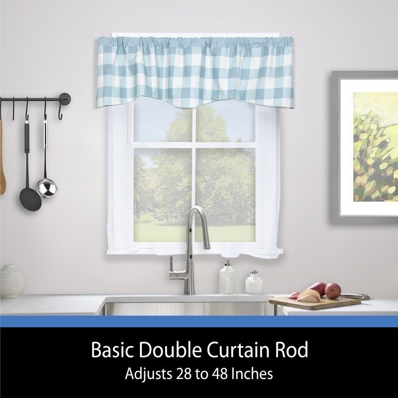 Adjustable Double Curtain Rod Wrap Around Metal 28-48 Inch Set Mounting Hardware