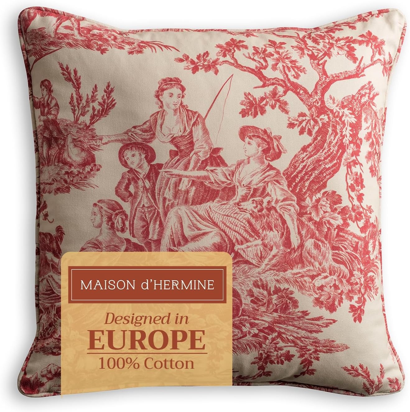 NWT 100% Authentic Maison d’Hermine Cotton Toile Pillow Cover 18×18 Square
