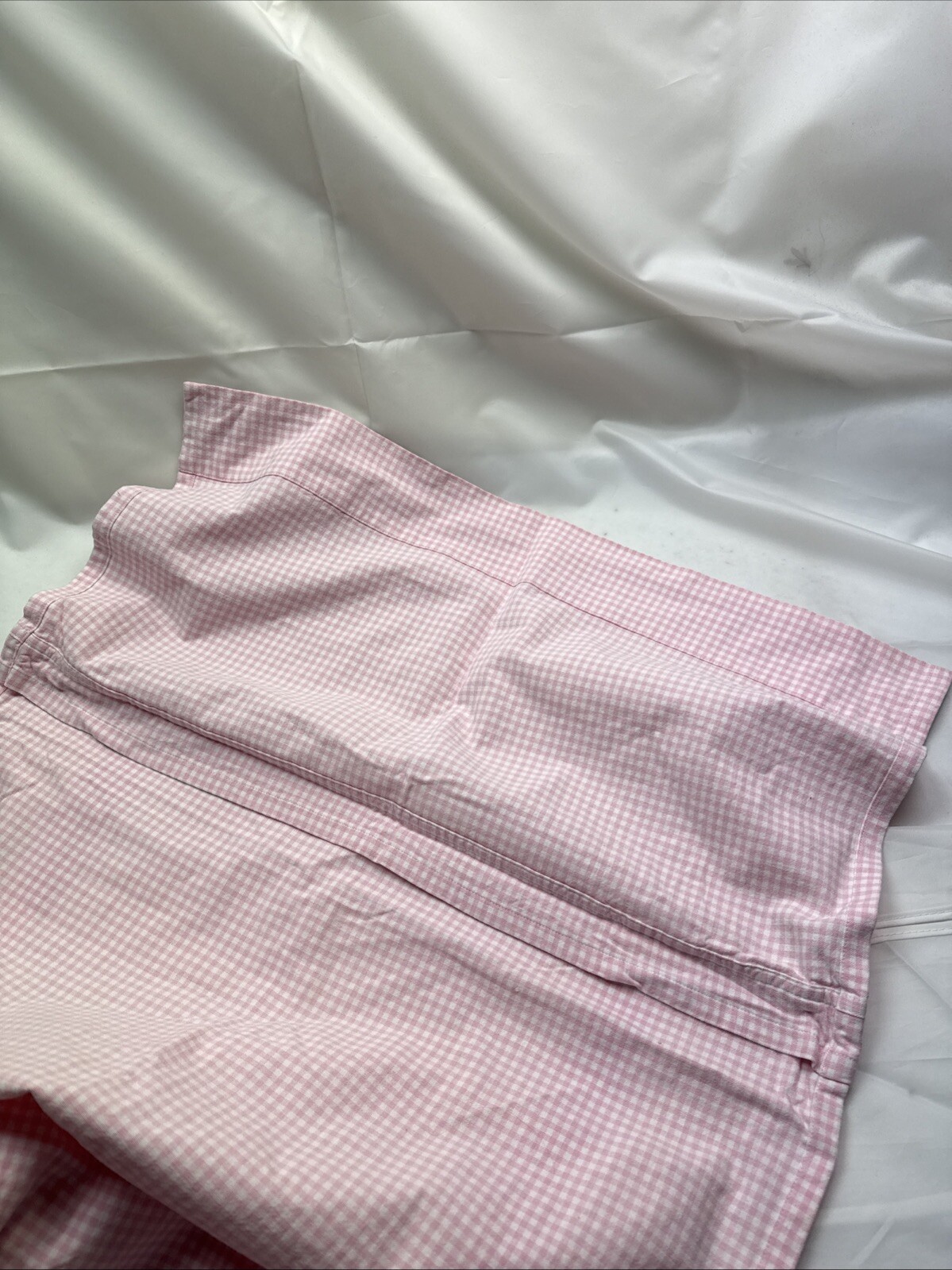 Pottery Barn Kids One Single Panel Gingham Drape shade 62” x 26” Pink White