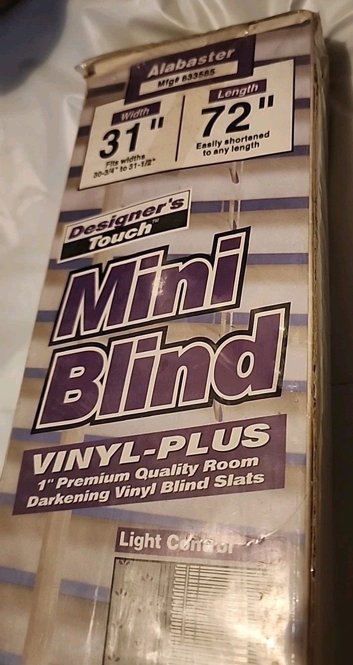 Designer’s Touch Alabaster Corded Vinyl Mini Blind 31″Width × 72″ Length [New]