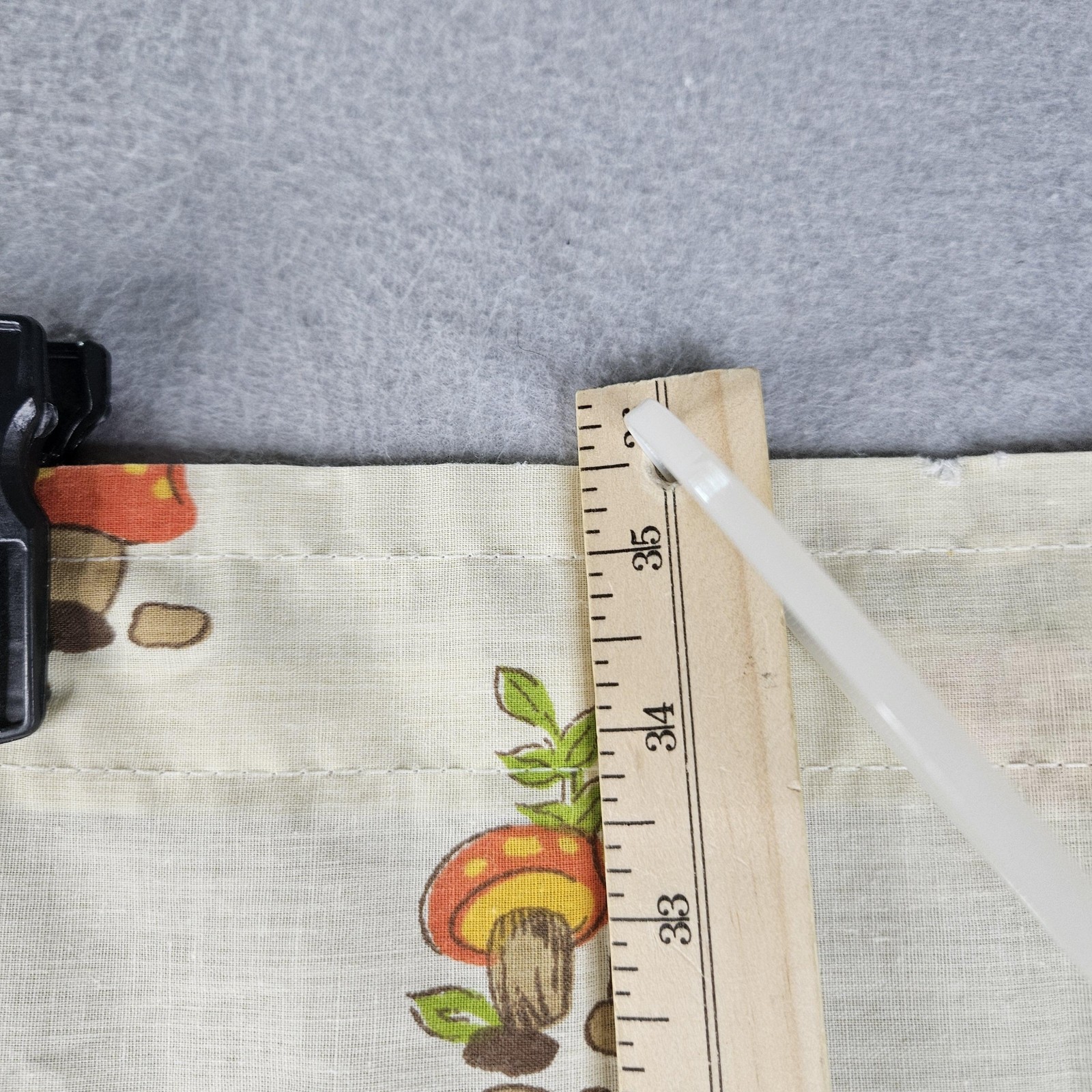 Merry Mushroom 36″ Cotton Cafe Curtain Tier Panel Kitchen Rod Pocket Vintage 70s