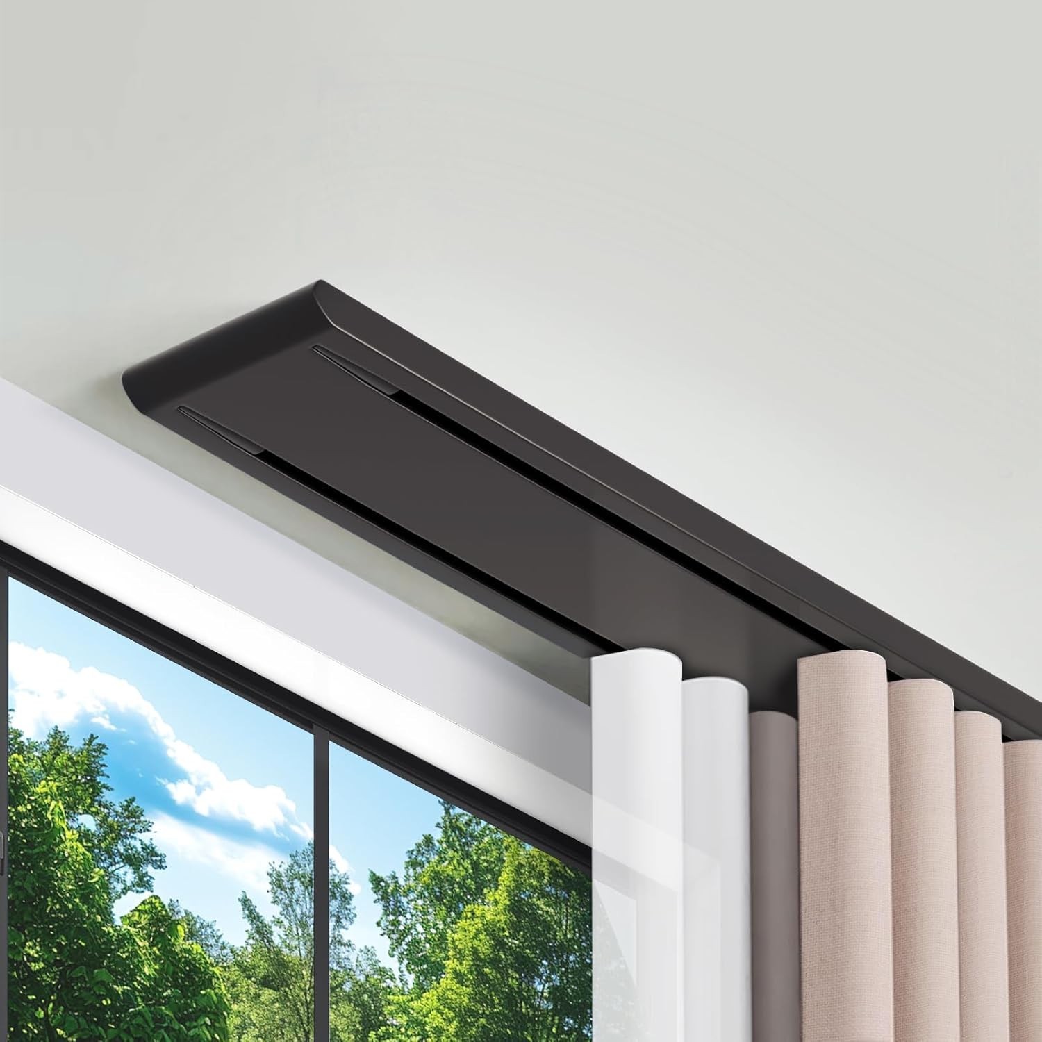 98.4in Double Row Curtain Tracks Heavy Duty Drop Curtain Rails Aluminum Alloy