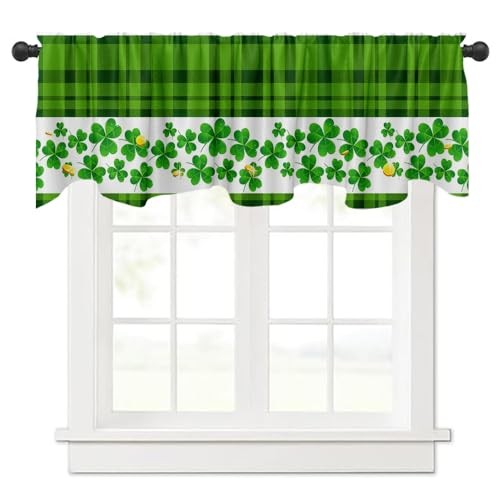 54×18 Inches St. Patrick’s Day Window Treatment Valance March Lucky Shamrock